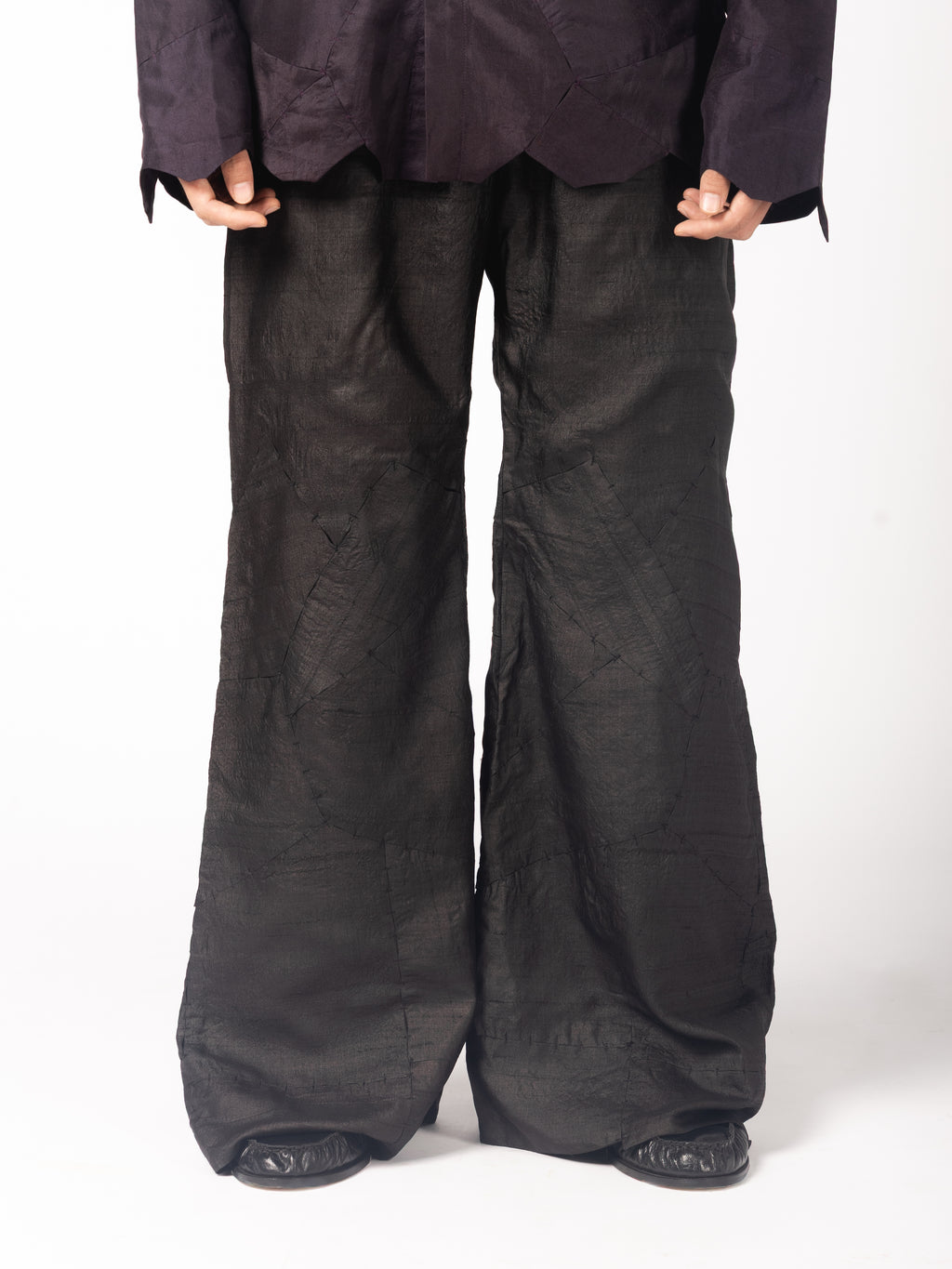 Black Blazer, Black Trousers, Purple Shirt