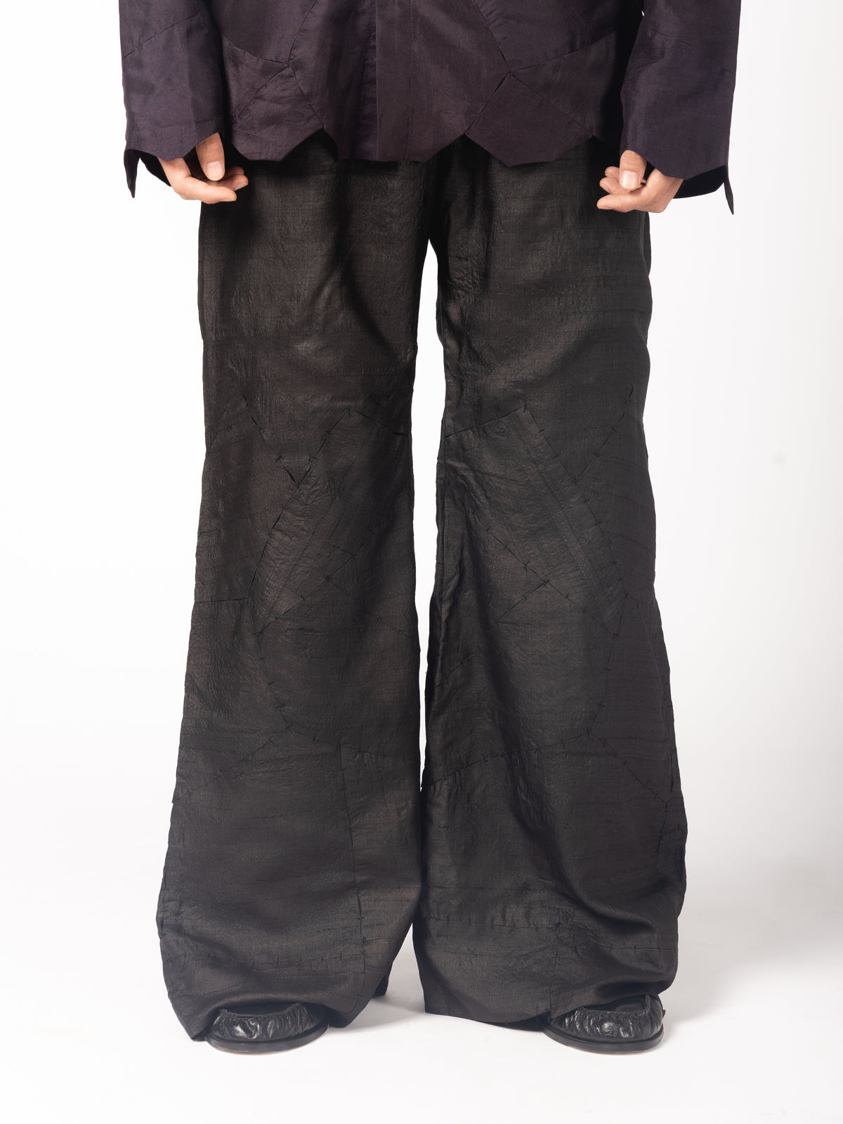 Black Blazer, Black Trousers, Purple Shirt