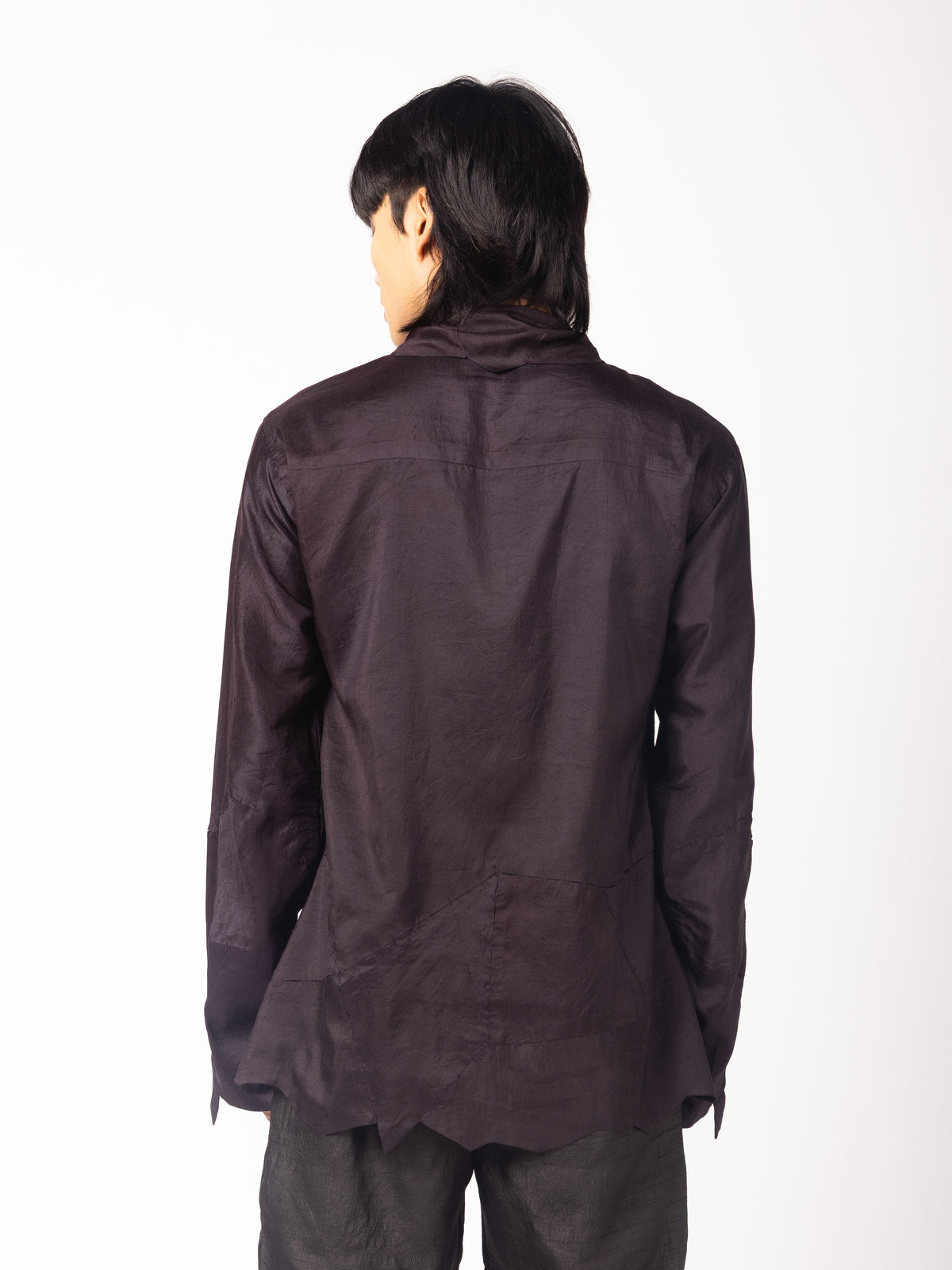 Black Blazer, Black Trousers, Purple Shirt
