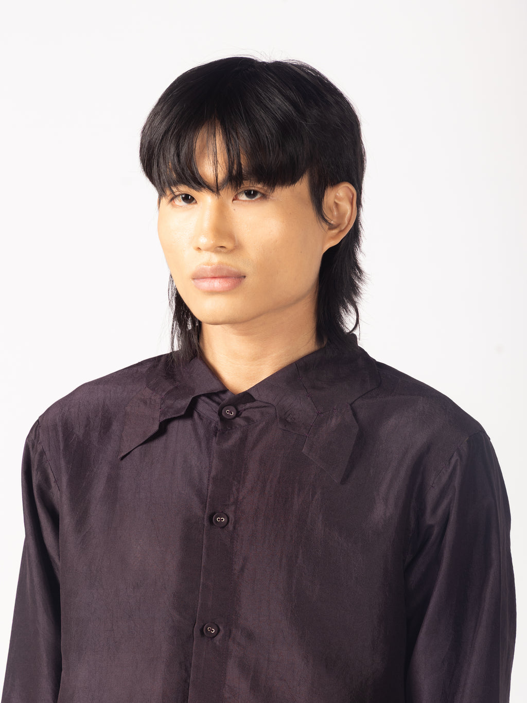 Black Blazer, Black Trousers, Purple Shirt
