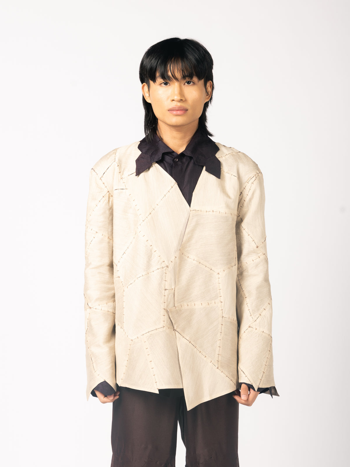 Zari Blazer, Cream Shirt, Brown Trousers