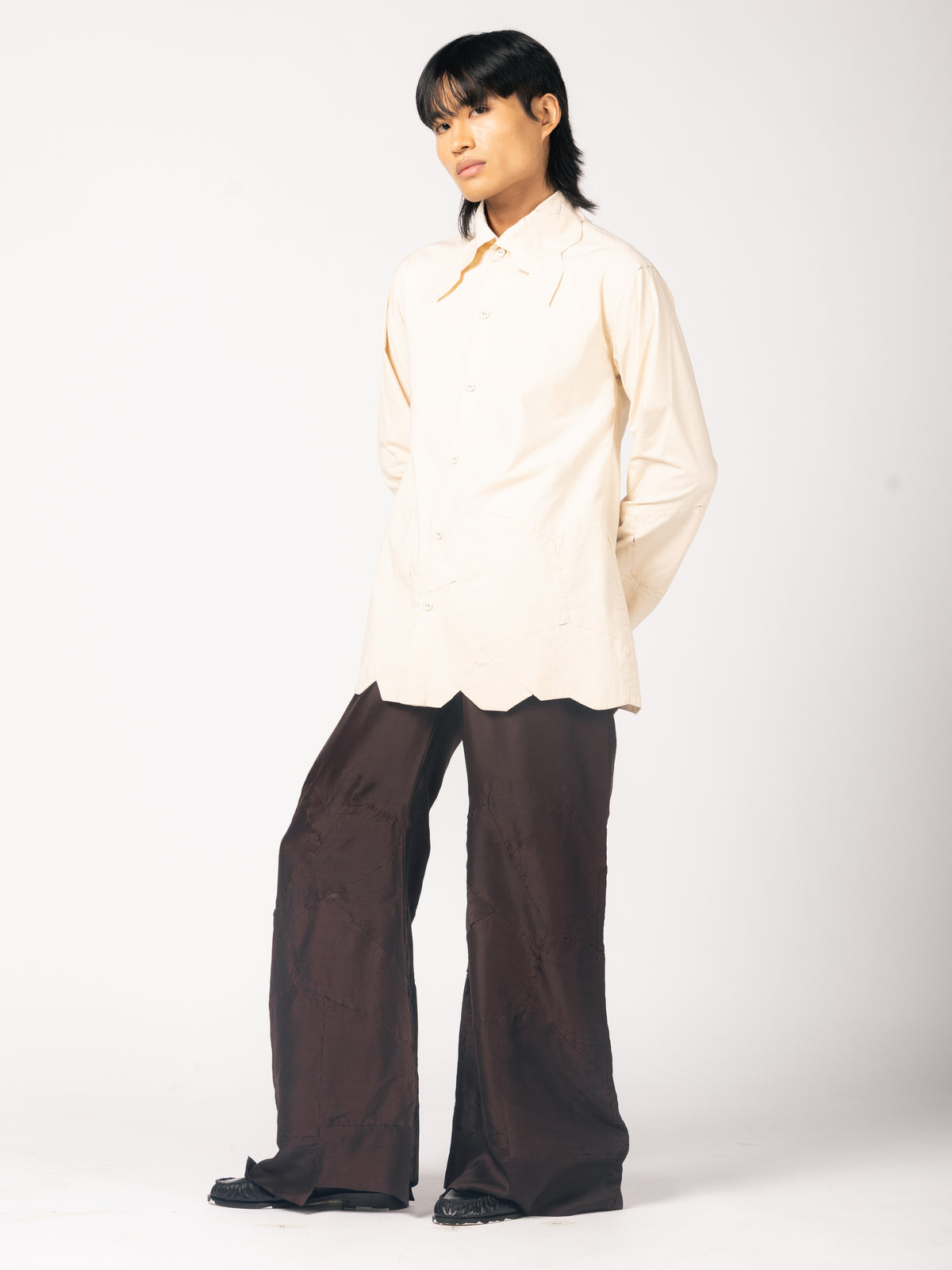 Zari Blazer, Cream Shirt, Brown Trousers