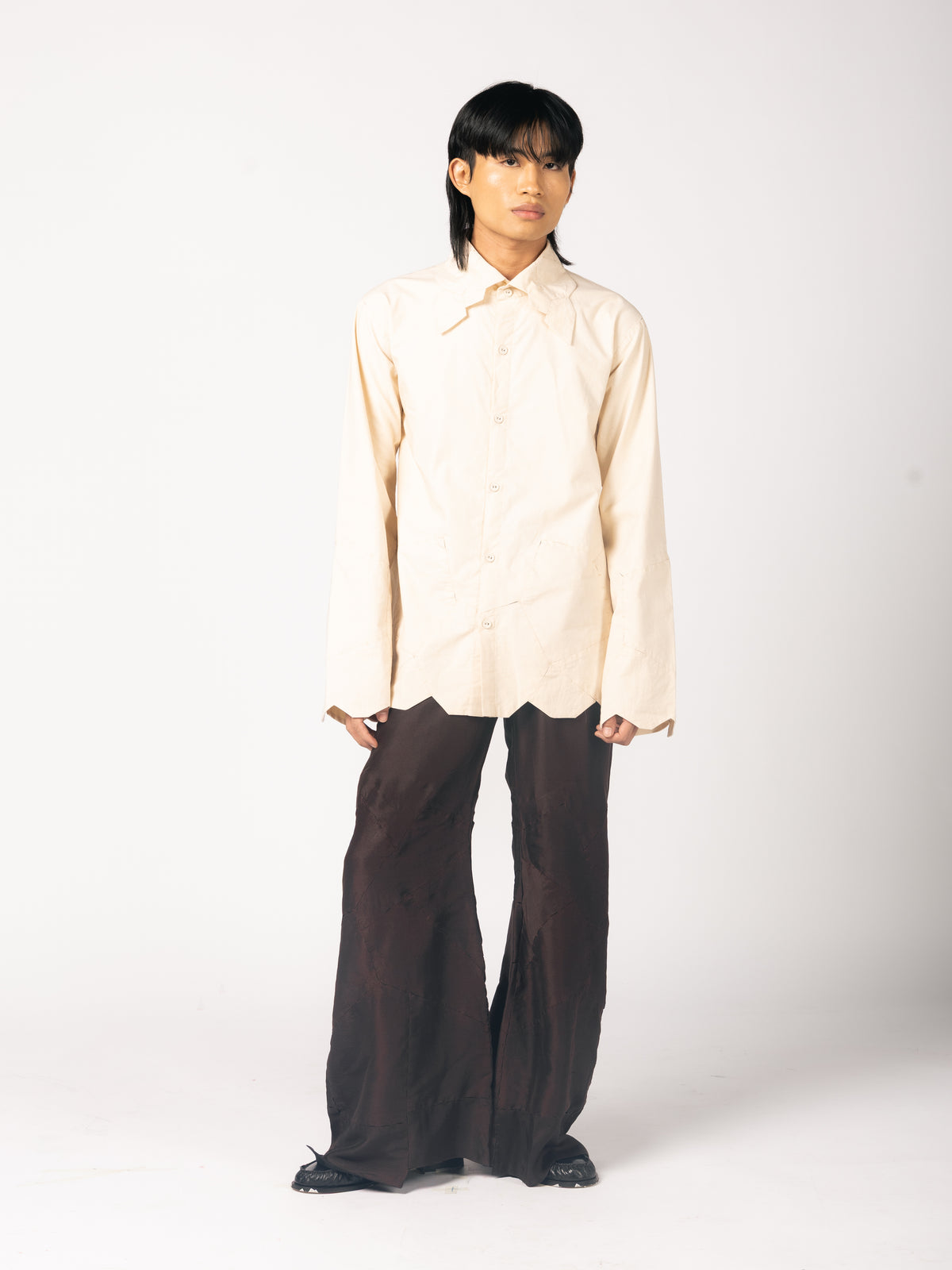 Zari Blazer, Cream Shirt, Brown Trousers